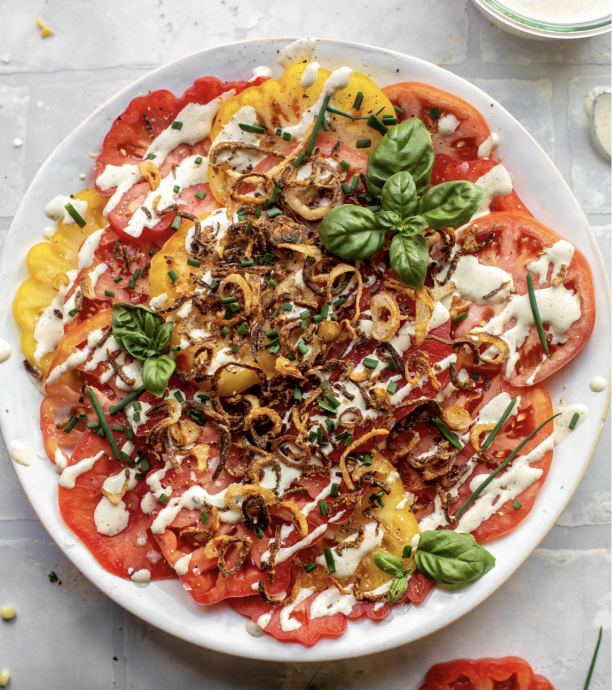 Heirloom Tomato Salad With Buttermilk Ranch And Crispy Shallots