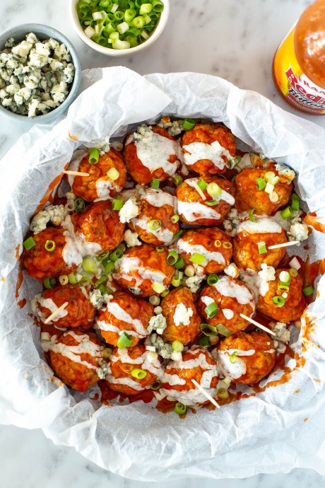 Healthy Buffalo Chicken Meatballs