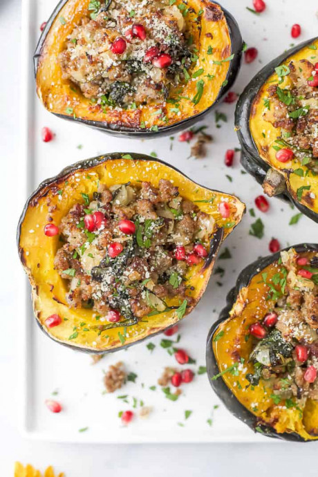 The Best Apple Sausage Stuffed Acorn Squash