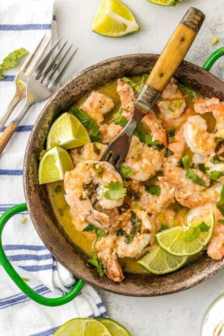 One Pot Cilantro Lime Shrimp Scampi