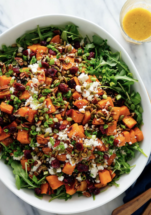 Hearty Sweet Potato, Arugula & Wild Rice Salad with Ginger Dressing