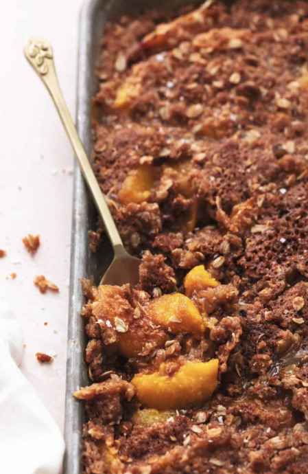 Sheet Pan Peach Crisp