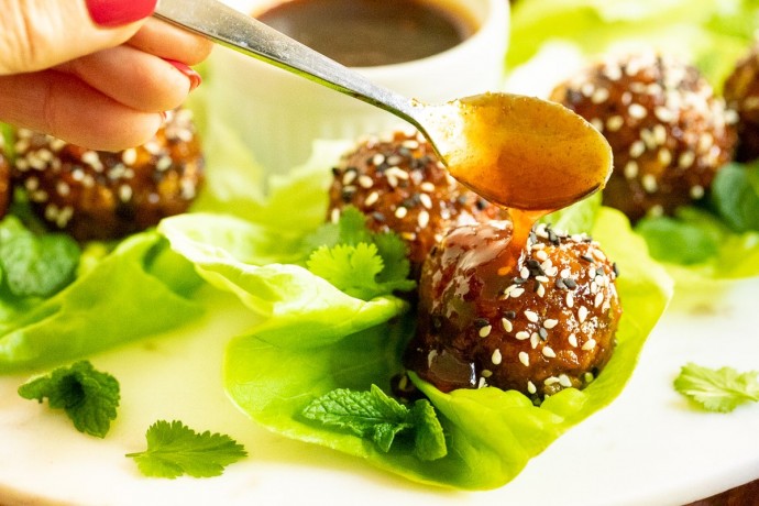 Korean Meatball Lettuce Wraps