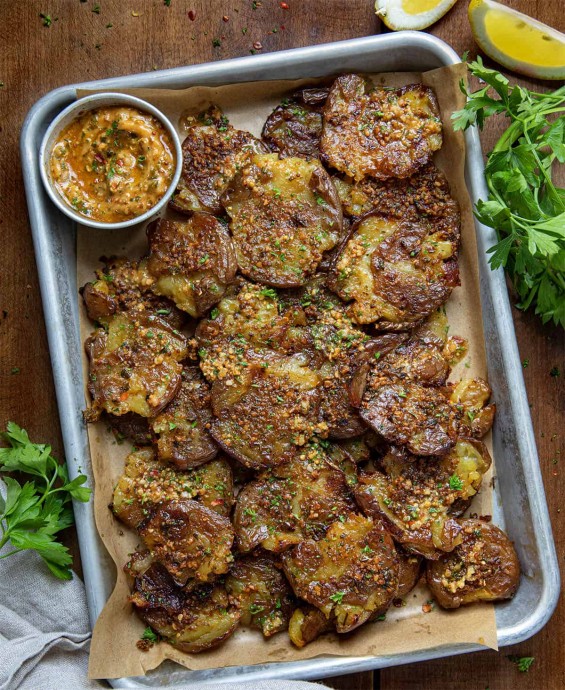 Cowboy Butter Smashed Potatoes