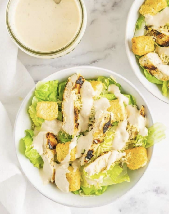 Grilled Chicken Caesar Salad with Greek Yogurt Caesar Dressing