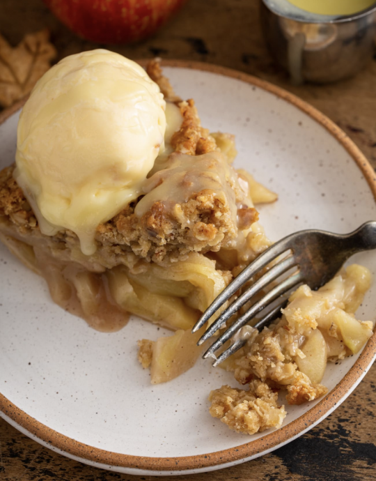 Dutch Apple Pie with White Chocolate Butter Sauce
