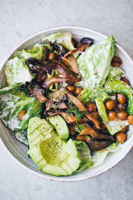 Vegan Oyster Mushroom Caesar Salad