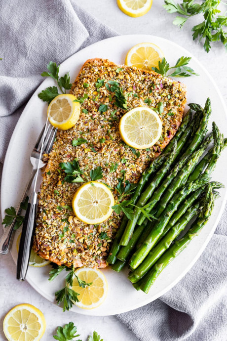 Pistachio Crusted Baked Salmon