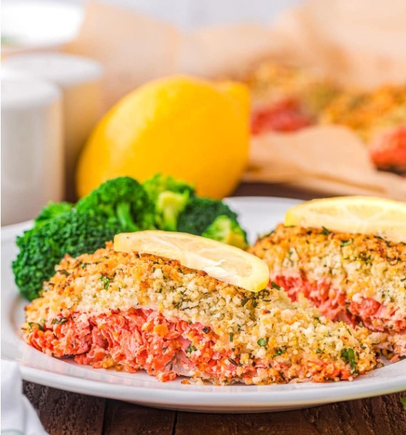 Baked Salmon with Parmesan Herb Crust