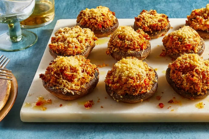 Crab-Stuffed Mushrooms With Parmesan Cheese