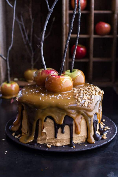 Salted Caramel Apple Snickers Cake