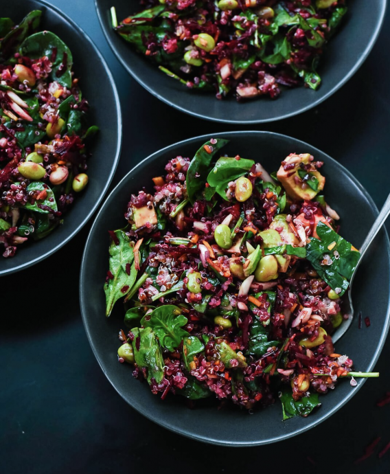 Colorful Beet Salad with Carrot, Quinoa & Spinach