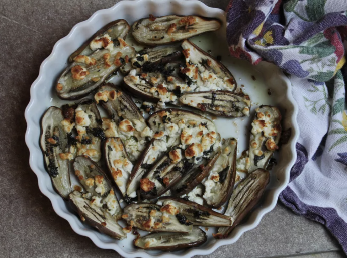 Roasted Fairy Tale Eggplants With Mint and Feta