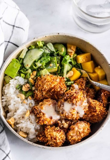 Crispy Coconut Shrimp Bowls