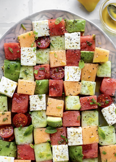 Melon Mosaic Salad With Hot Honey Vinaigrette