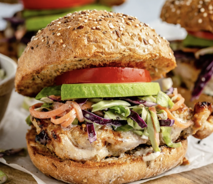 Grilled Tahini Chicken Caesar Sandwiches