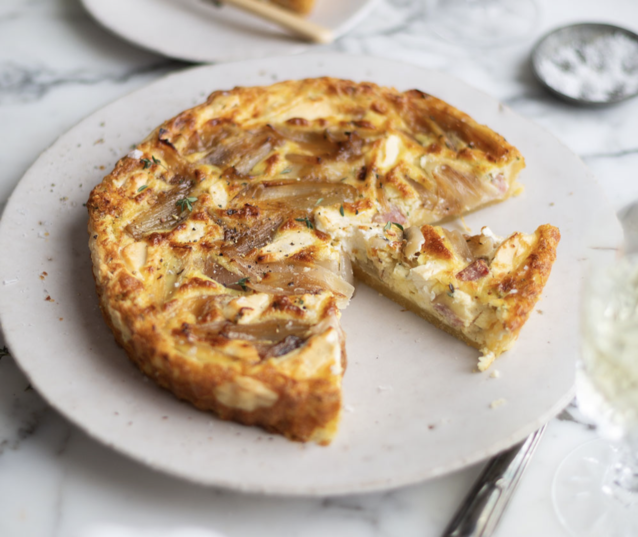 Caramelised shallot & goats cheese quiche with bacon — Recipes