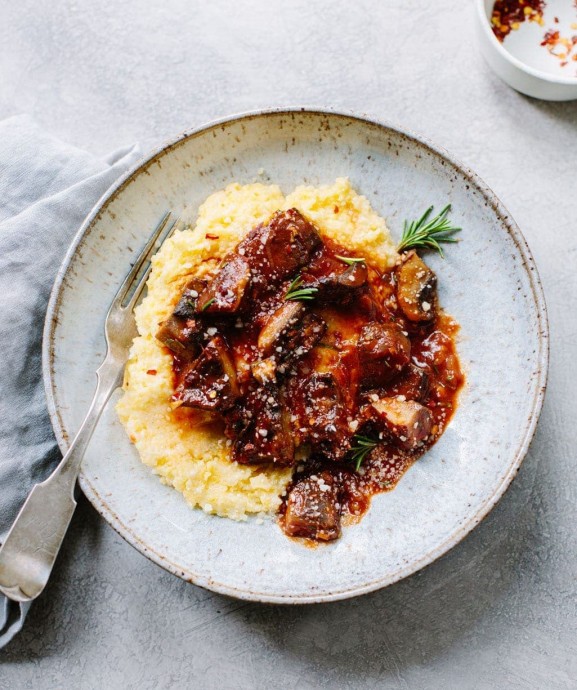 Easy Mushroom Ragu with Parmesan Polenta