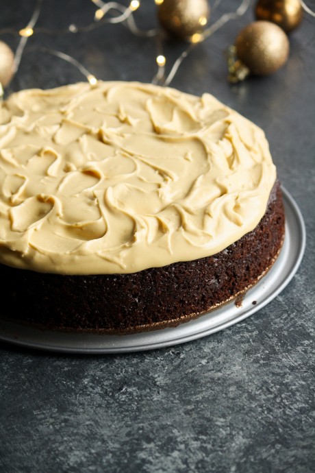 Chocolate Gingerbread Cake with Cream Cheese Molasses Frosting