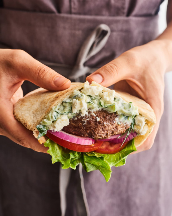 Greek-Style Lamb Burgers with Creamy Tzatziki Sauce