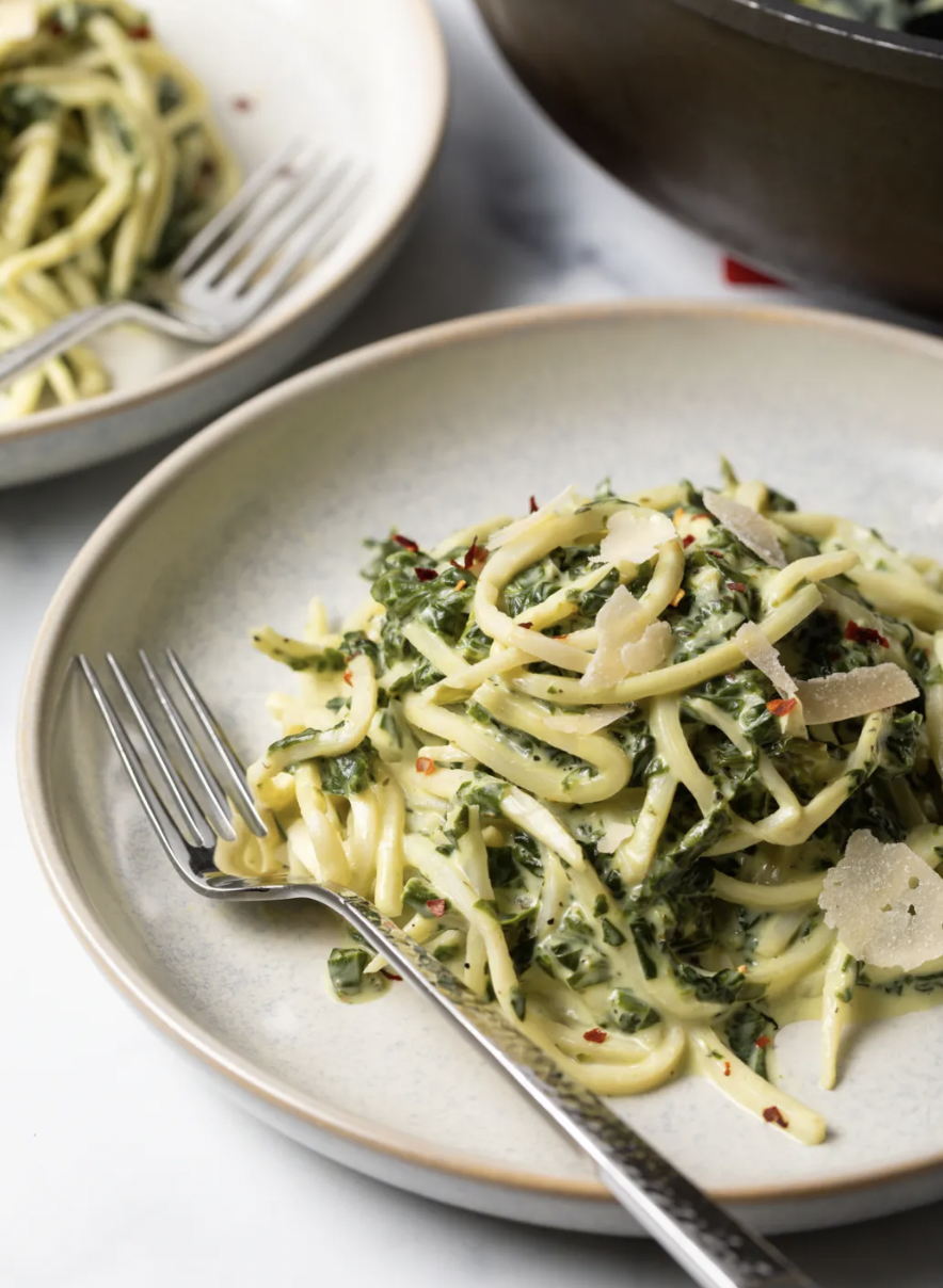 Hearts of Palm Pasta with Spinach Cream Sauce — Recipes