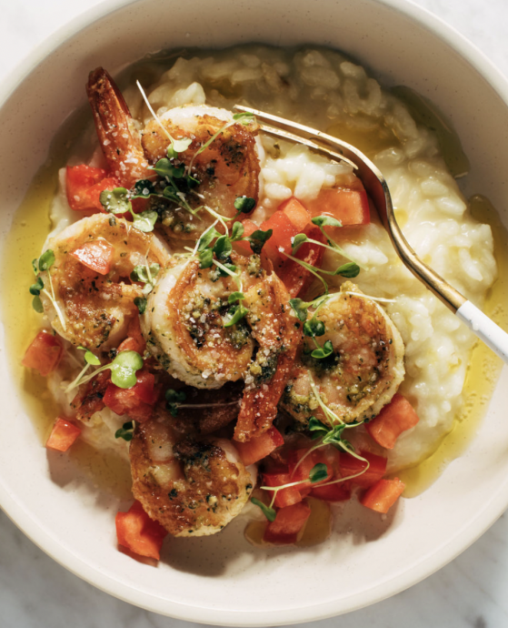 Pesto Shrimp and Parmesan Risotto