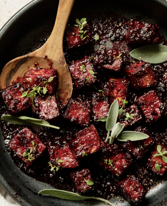 Blackberry Glazed Tofu With Black Pepper & Chili