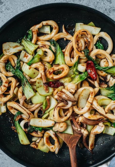 Squid and Bok Choy Stir Fry