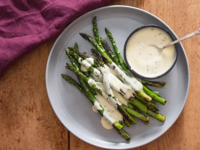 Charred Asparagus With Miso Béarnaise Sauce Recipe
