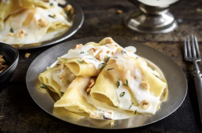 Butternut Squash Ravioli With White-Wine Sauce