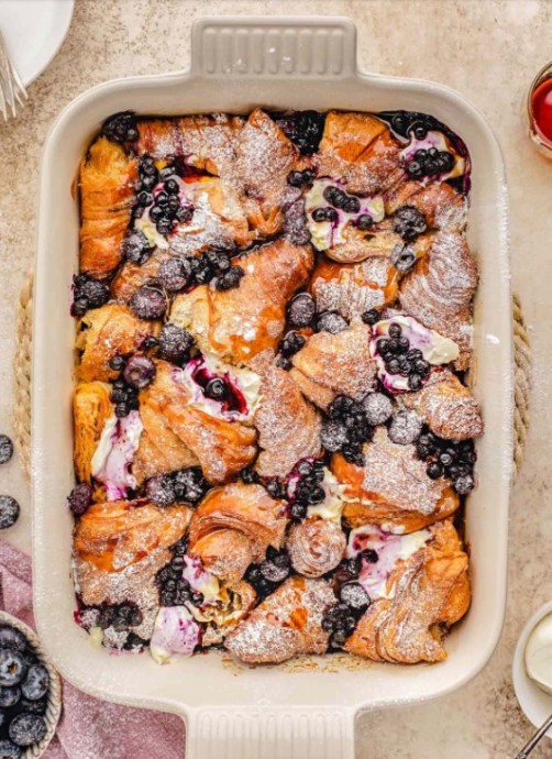 Blueberry Croissant French Toast Bake