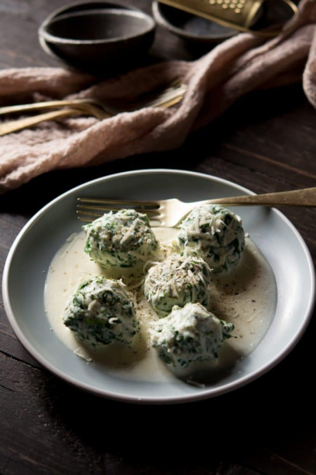 Broccoli Rabe Ricotta Gnudi With Parmesan Cream