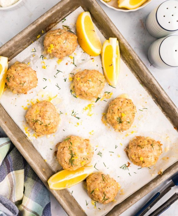 Baked Chicken Meatballs with Lemon and Dill