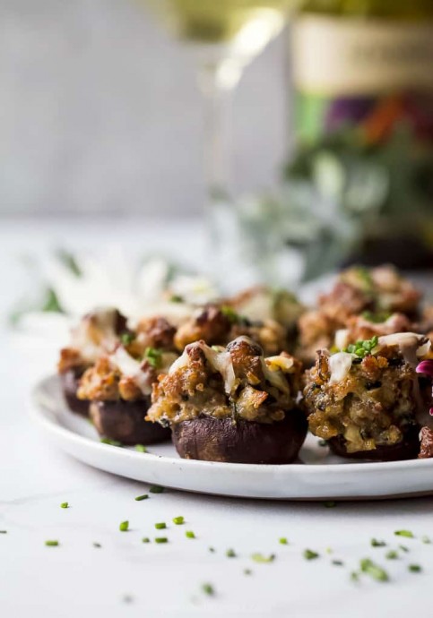 Cheesy Sausage Stuffed Mushrooms
