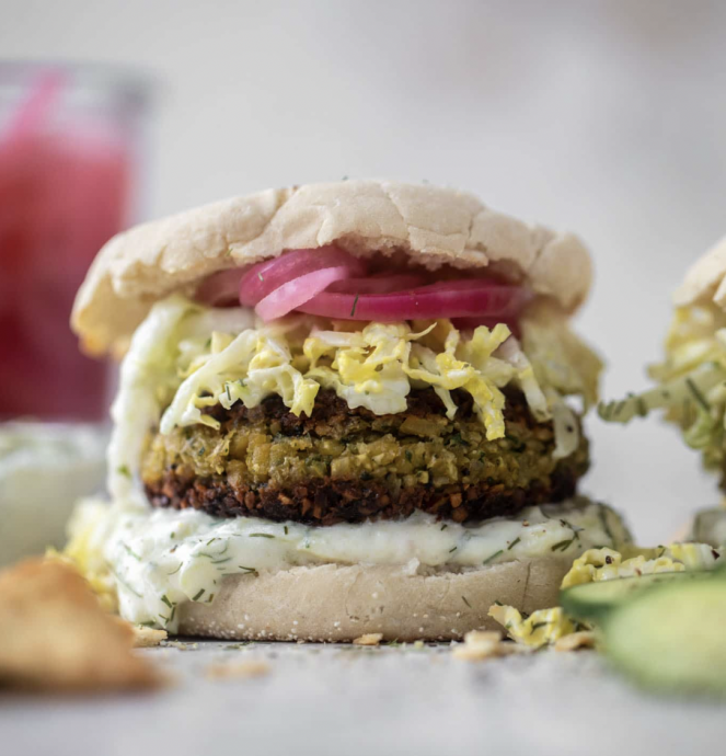 Falafel Burgers With Tzatziki Slaw