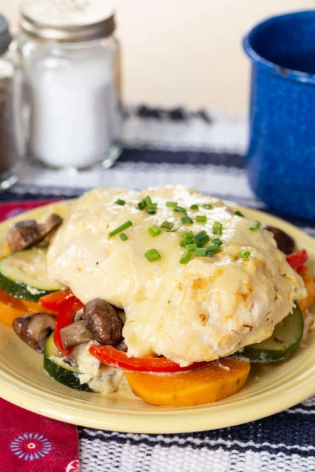 Cheesy Maple Dijon Chicken Foil Packets with Veggies