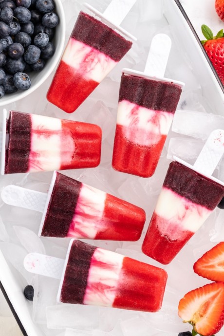 Red White and Blueberry Popsicles
