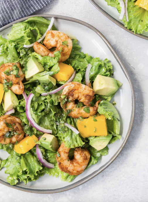 Shrimp salad with mango and avocado