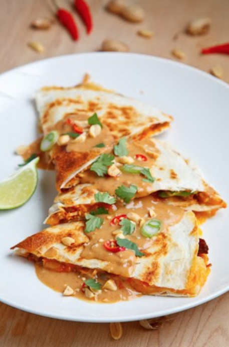 Spicy Peanut Chicken Quesadillas