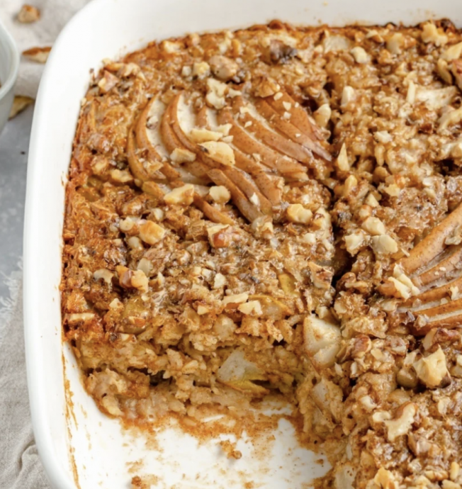 Vanilla Brown Butter Pear Baked Oatmeal
