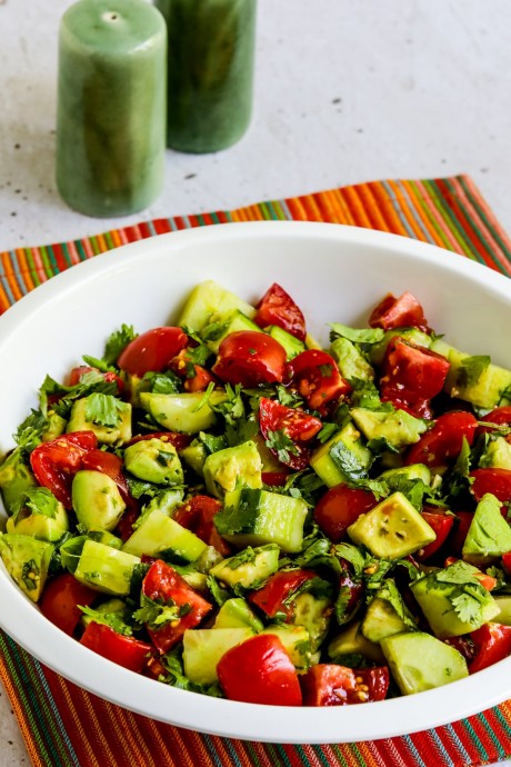 Tomato Salad with Cucumbers, Avocado, and Cilantro