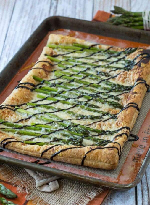 Asparagus Gruyère Tart With Balsamic Glaze