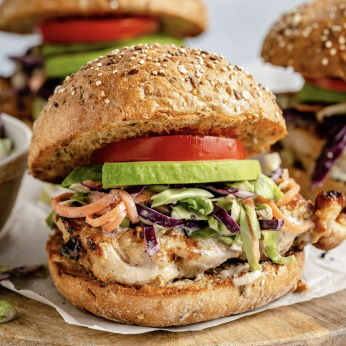 Grilled Tahini Chicken Caesar Sandwiches