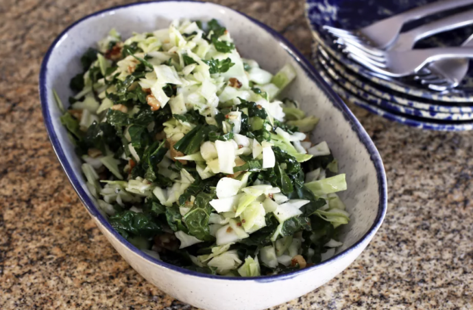 Kale and Cabbage Slaw With Mustard Vinaigrette