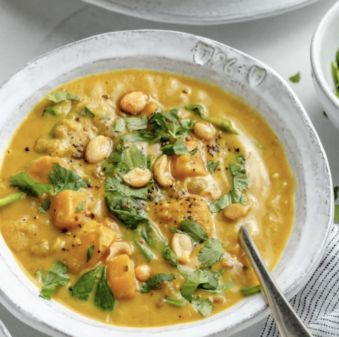 Healing Curry Butternut Squash Lentil Soup (with a slow cooker option!)