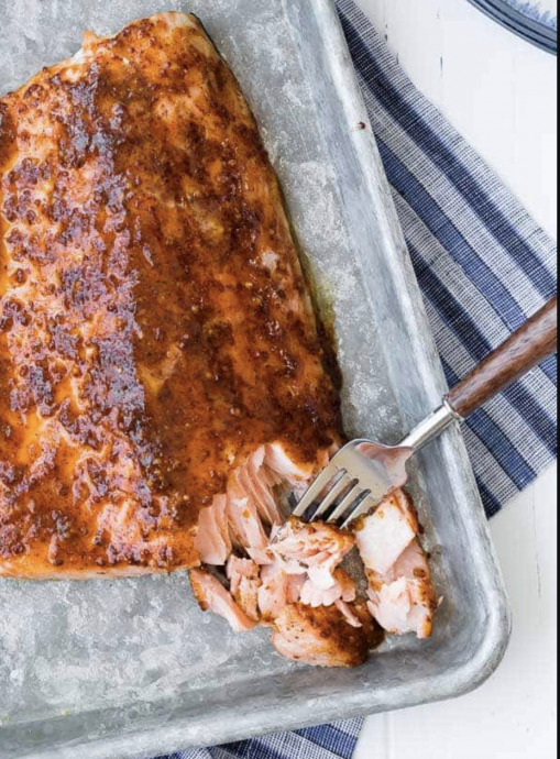 Baked Salmon With Maple Mustard Glaze (5 Ingredient Recipe)