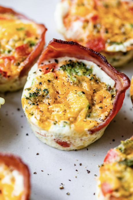 High Protein Egg White Muffins with Turkey Bacon