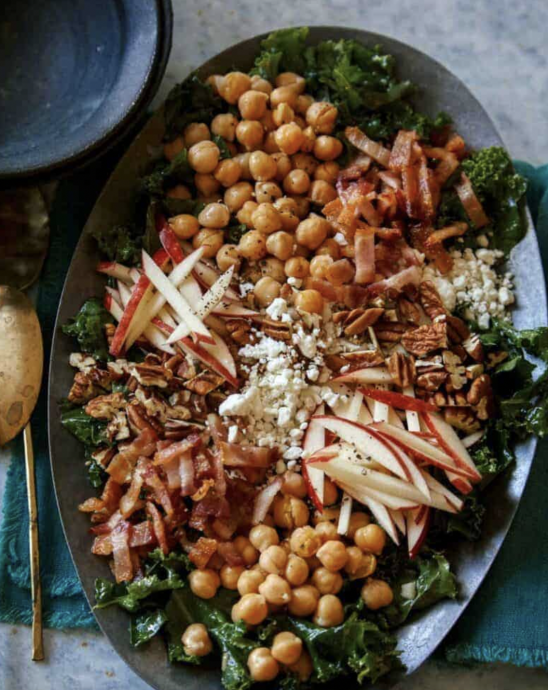 Chickpea Kale Apple And Goat Cheese Salad