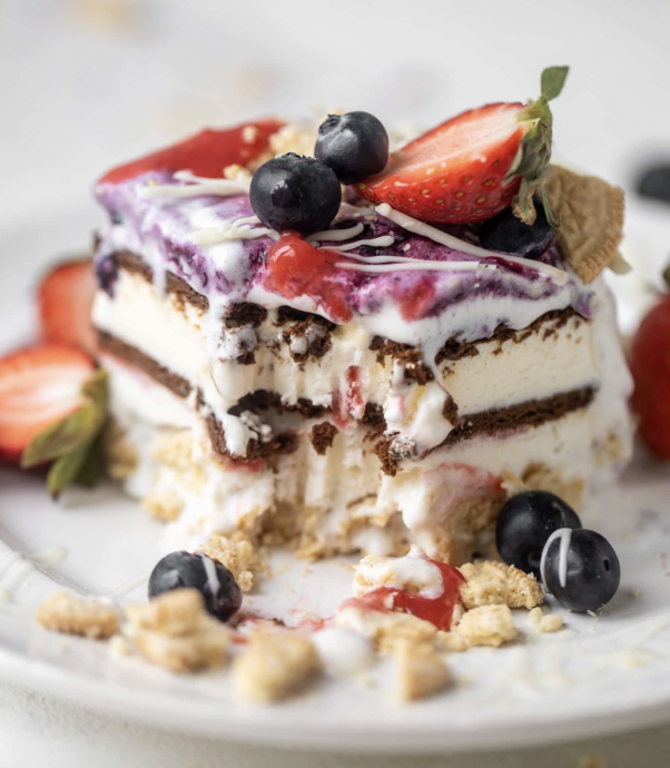 Triple Berry Ice Cream Cake