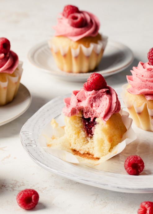 Jam-Filled Raspberry Cupcakes